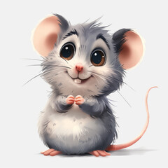 Fototapeta na wymiar Cute Funny Cartoon Mouse, Illustration for Children Book, Generative AI