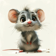 Fototapeta na wymiar Cute Funny Cartoon Mouse, Illustration for Children Book, Generative AI