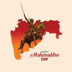 happy Maharashtra Day with Maharashtra map. abstract vector illustration day - obrazy, fototapety, plakaty