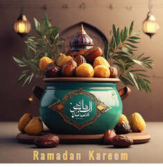 Vector Ramadan kareem background with combination of 3D and mosque