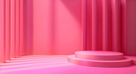Abstract pink studio background with podium display