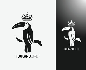 King Toucan bird icon logo vector with luxury art style illustration design. Tropical bird icon vector.

