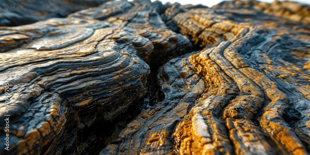 Canvas Prints A close up of a rock formation with some brown and yellow colors. Generative AI.