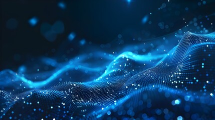 Technology digital wave background concept.Beautiful motion waving dots texture with glowing defocused particles. 