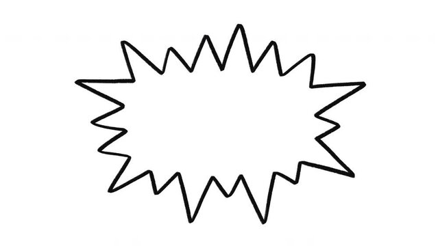 Explosion bubble doodle outline, loopable hand drawn line animation on a white background