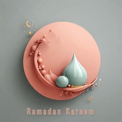 Vector Ramadan kareem background with combination of 3D and mosque