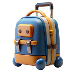 realistic suitcase in 3d render with transparent background