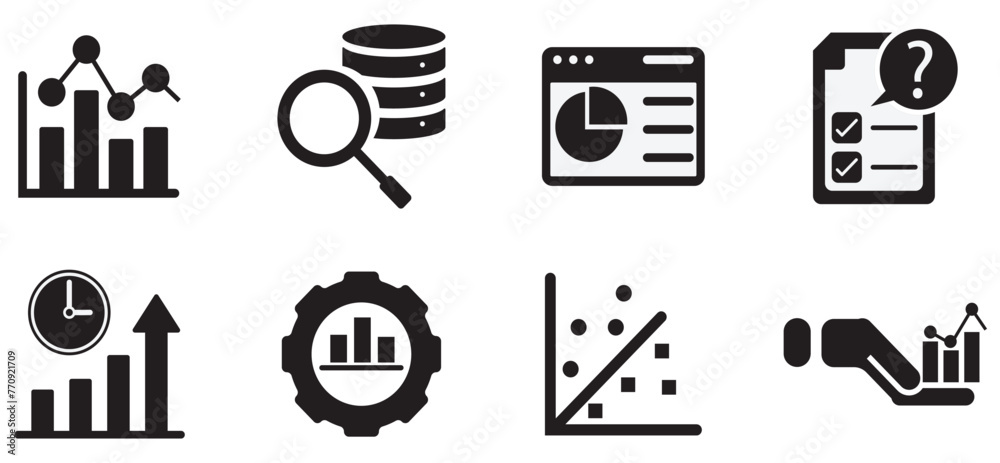 Wall mural Graph and diagram icon set. collection of diagram icons