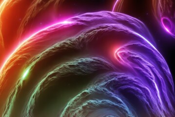 Abstract digital background, colorful space nebula with glowing energy rays