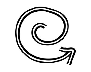 Hand drawn simple arrow drawn with wax crayon, chalk or charcoal. Uneven dry texture for underlining highlighting. Pencil drawn lines, strikethrough, grungy vector isolated on white