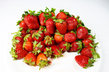 strawberries on a white background, Fresh strawberries on an isolated white background