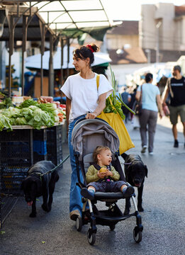Family at the market