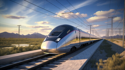 Bullet Train Going At Full Speed In Europe