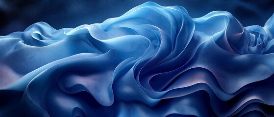 Obraz premium Three dimensional render of blue wavy pattern