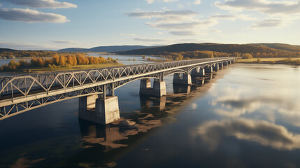 Photo Of A Long Railway Bridge Built Over The River 