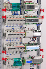 Electrical switchboard with automation and protection modules.