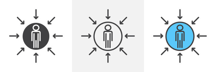 Client-Centric Approach and Focus Icons. Consumer First and Business Strategy Symbols.