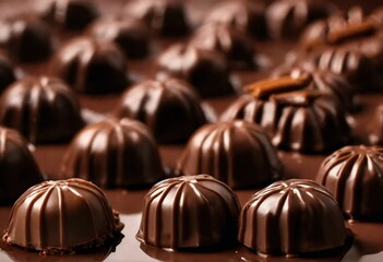 chocolate pralines on chocolate background