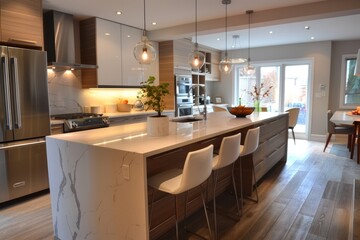 The clean lines and organized spaces in a modern kitchen create a sleek and efficient cooking environment