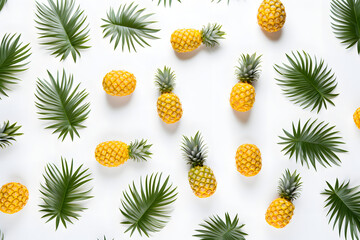 Elevate your design projects with a captivating pineapple and leaf pattern, showcased in a top view...