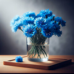 Bouquet of blue cornflowers