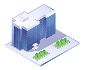 View of office building isometric illustration