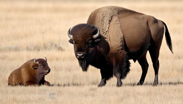 a-bison-with-a-lone-weasel-