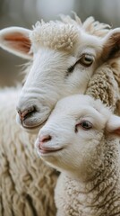 Fototapeta premium Two Sheep Standing Together
