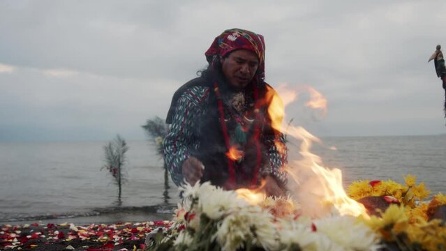 Indigenous Shaman Performing a Ritual on the coast