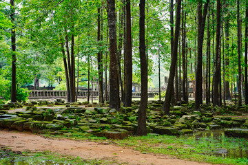 Bayon Temple - outer grounds, woods and pool at Siem Reap, Cambodia, Asia