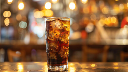 glass of cola with ice glass, drink, cola, ice, cold, soda, beverage, cocktail, alcohol, isolated, liquid, whiskey, cool, food, refreshment, white, object, brown, coke, tea, bar, fresh, rum, lemon - obrazy, fototapety, plakaty