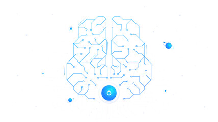 Ai brain white poster vector