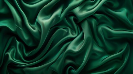 Fototapeta premium Lovely green silk fabric, background