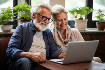 Senior Couple Enjoying Time Together With Laptop