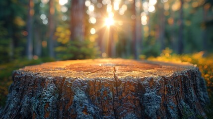 Sunlight Filtering Through Tree Stump