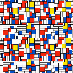Abstract seamless flat graphic pattern red blue white