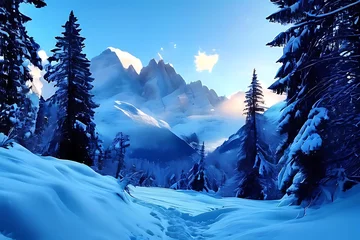 Deurstickers winter mountain landscape © Mst