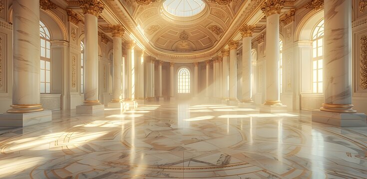 Empty Luxury Hall Radiating Classical Art Echoes in High Definition