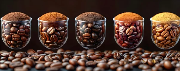 Raamstickers Aromatic Blend of Freshly Roasted Coffee Beans Showcasing Gourmet Flavors and Textures in a Captivating Display © Thanaphon