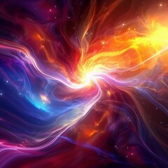 Obraz premium Explosive waves of cosmic energy. Abstract colored background.