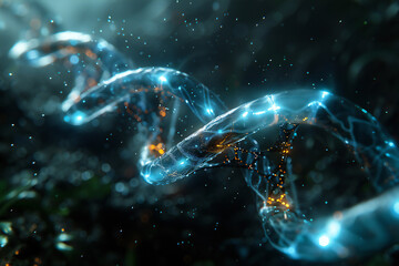 3D photorealistic image destruction of red DNA molecule