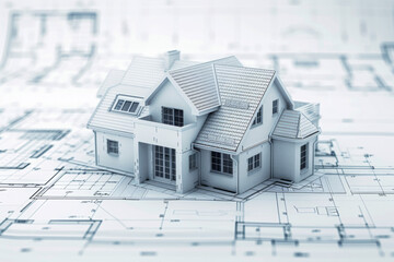 3D blueprint of a house derived from a drawing