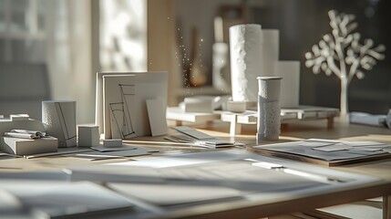 Inside fashioner working table a compositional arrangement of the house a variety range furniture and texture tests