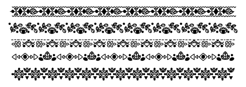 Pack of hand drawn ornamental decoration border divider