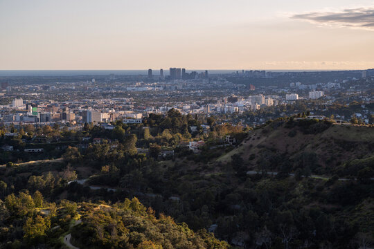 Los Angeles skyline at sunset