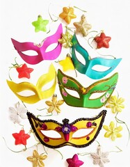 Set of party carnival masks icon isolated on white background