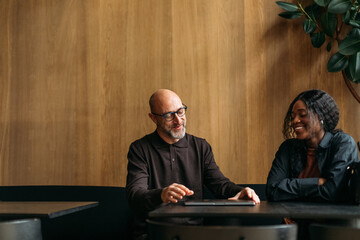 Business meeting in cafe