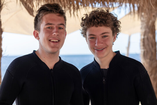 Portrait of happy brothers