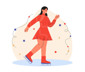 Figure skating woman vector