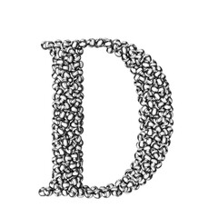 Symbol made of black volleyballs. letter d